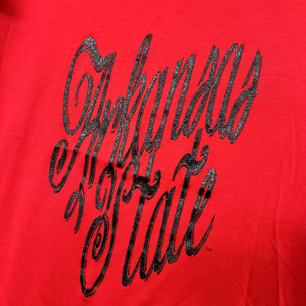 Arkansas State Bella Red Boxy Tee Black Glitter Size Small