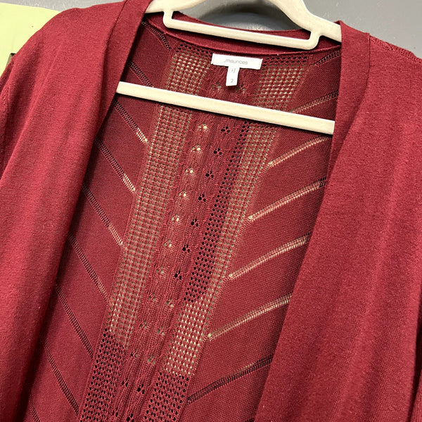 Maurices Maroon Knit Open Front Cardigan Plus Size 2XL