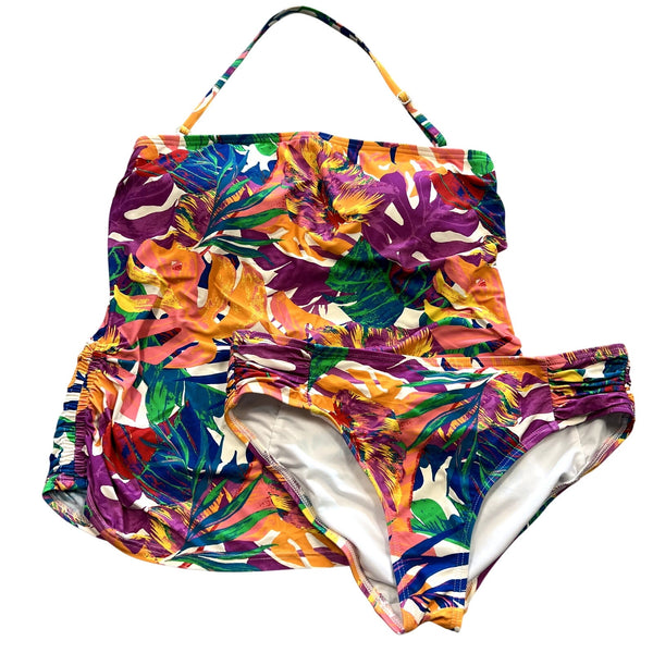Soma Tropical Floral Tankini Swimsuit Set Women's Size M/L