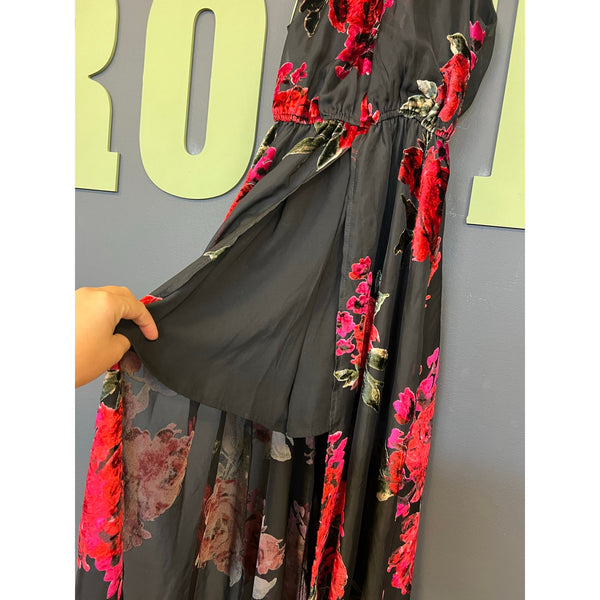Gianni Bini Black Floral Skirted Romper Size XS