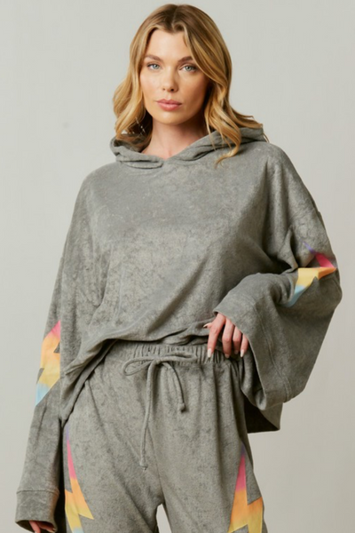 Electric Rainbow Lightning Cropped Hoodie