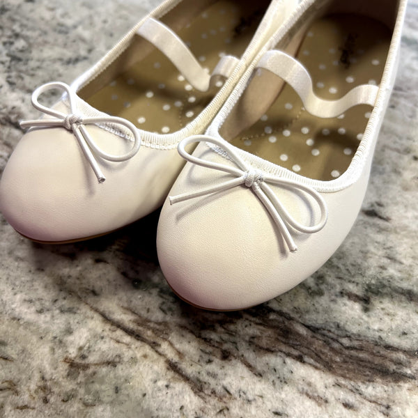 NWT Cat & Jack White Nora Slip On Ballet Flats Girls Size 12
