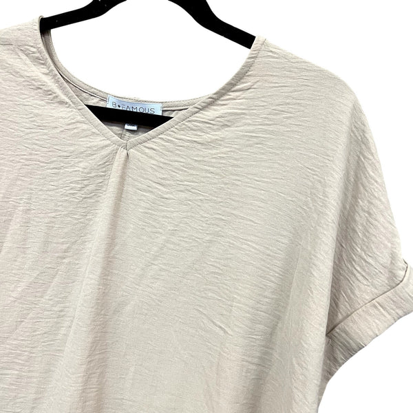 B Famous Women's Taupe V-Neck Blouse Size 1XL