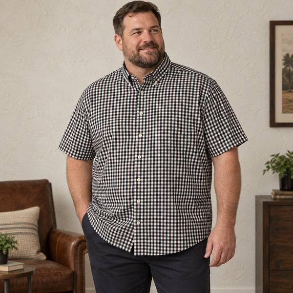 Roundtree & York Button Down Gingham Top Men's Size 2X Tall