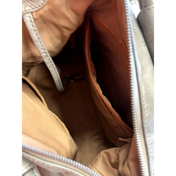 Hobo Sheila Gray Taupe Leather Satchel Purse