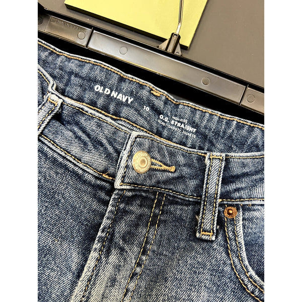 Old Navy High Rise OG Straight Distressed Raw Hem Jeans Size 10