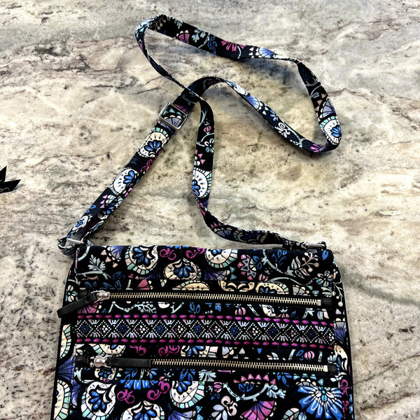 Vera Bradley Triple Zip Hipster Retired Blue Paisley Pattern