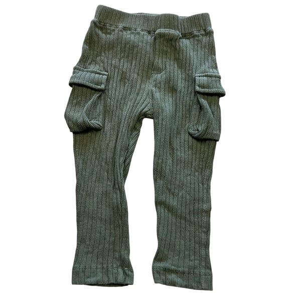 Kate Quinn Olive Ribbed Cargo Leggings Size 18-24 Mo