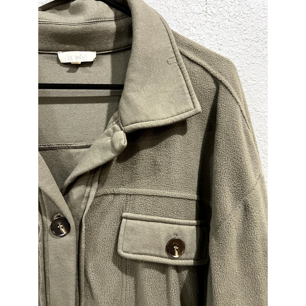 La Miel Boutique Soft Fleece Button Down Gray Shacket Small