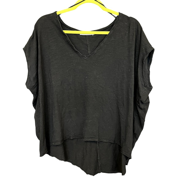 Mustard Seed Black Oversized V-Neck Top Small