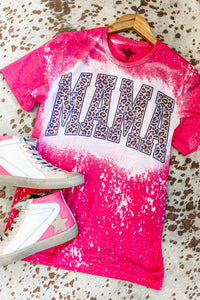 Pink Mama Leopard Bleached Graphic Tee
