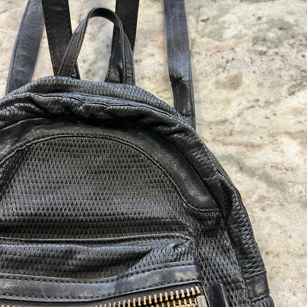 Frye Lena Black Perforated Leather Backpack