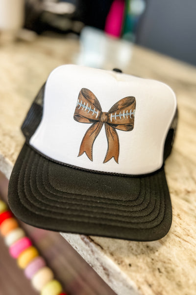 Football Coquette Bow Trucker Hat