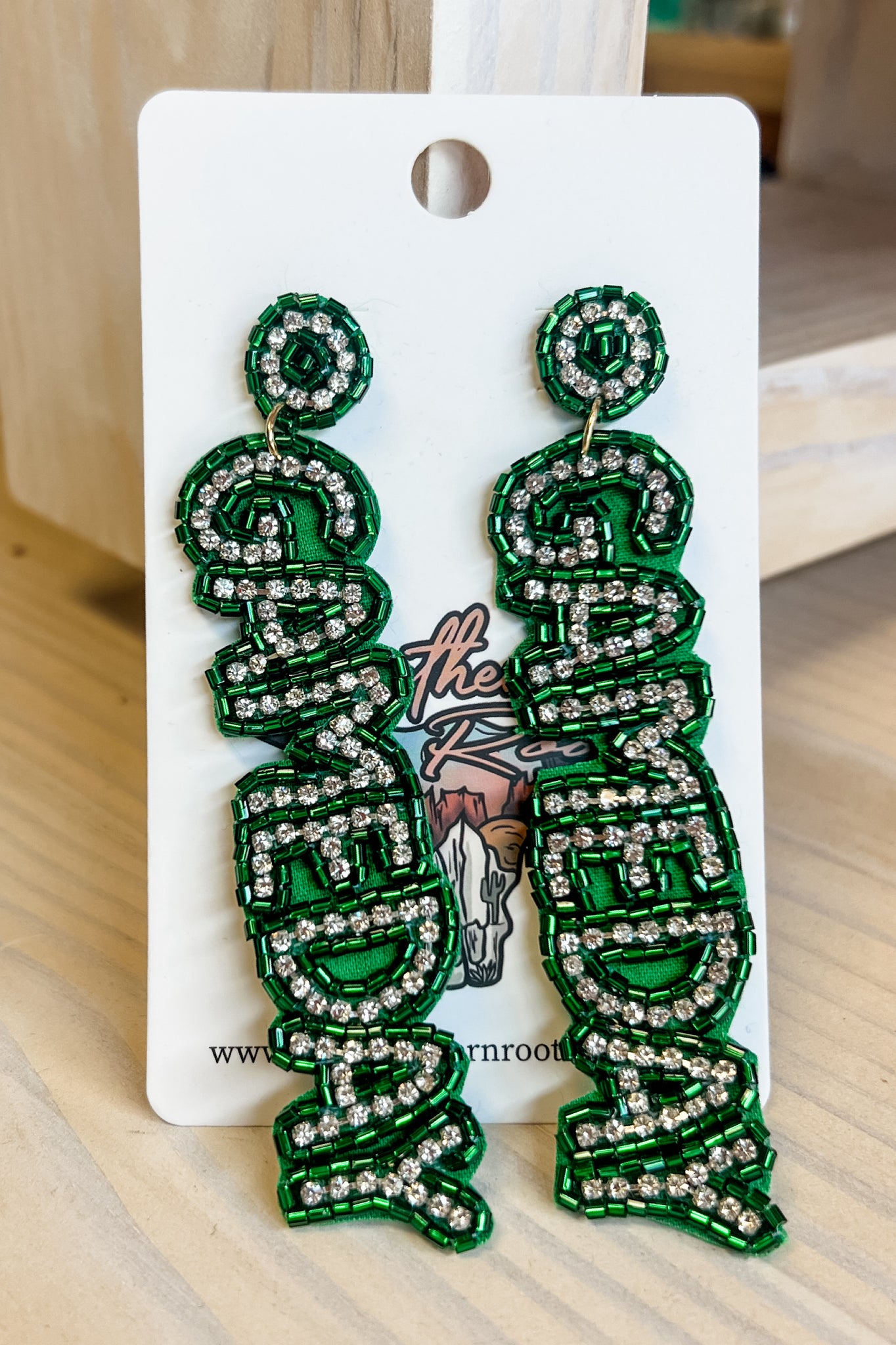 Green + Silver Game Day Earrings