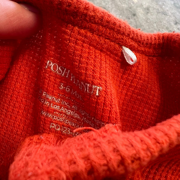 Posh Peanut Orange Thermal Henley One Piece Romper 3-6 Mo