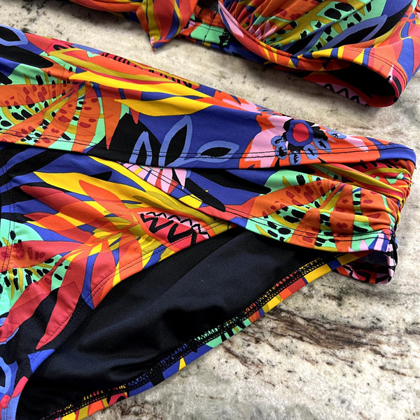 Bleu Rod Beattie Multicolor Tropical Two Piece Bikini Size 8 (38D)