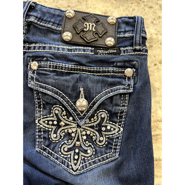 Miss Me Dark Wash Bling Jeggings Size 27