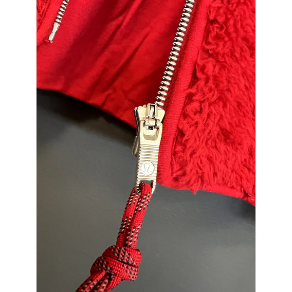 Women's Red Fuzzy Full Zip Jacket Size 8