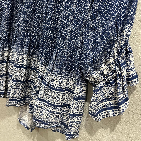 NWT Dear John Breezy Blue Bohemian Flowy Blouse Size Medium