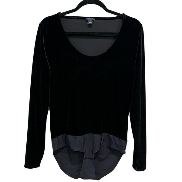 NWOT J Crew Black Velvet Scoop Neck Bodysuit Large