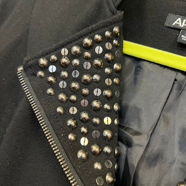 Apt. 9 Black Mixed Metal Studded Collar Jacket Size XL