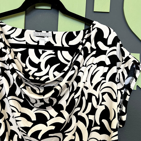 Dana Buchman Travel Anywhere Swirl Print Cap Sleeve Top XL