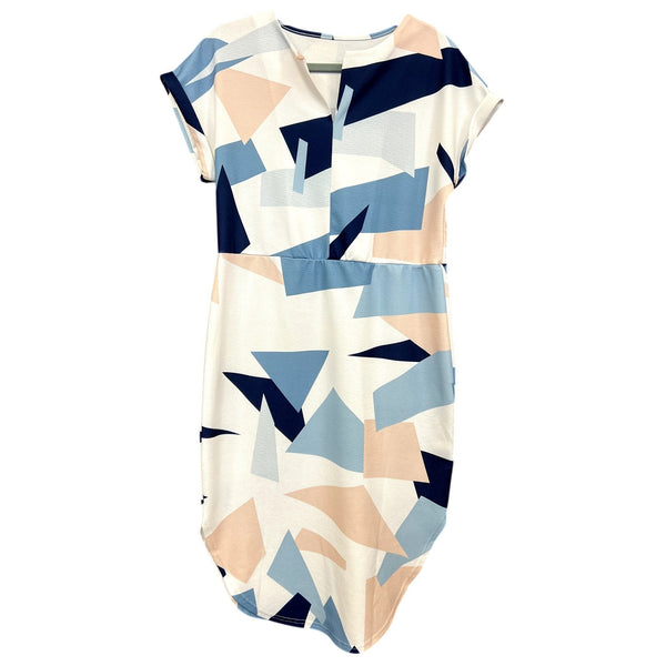 Women's Blue + Pink Abstract Midi Dress Size Large