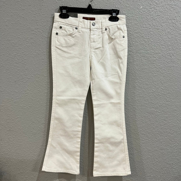 NWT Girls White 7FAM 7 For All Mankind A Pocket Flare Jeans Size 6X