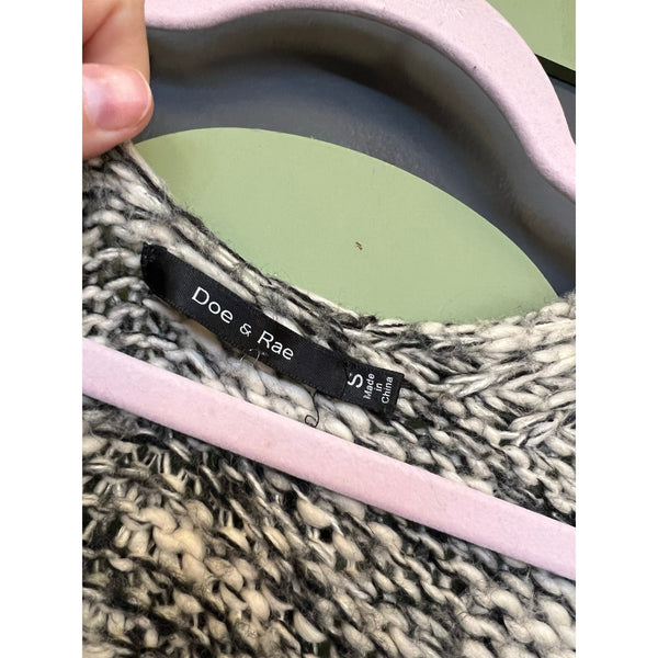 Doe & Rae Chunky Knit Black + White Open Front Cardigan Small