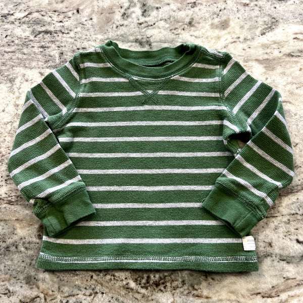 Carter's Long Sleeve Green + Gray Thermal Top Size 18 Mo