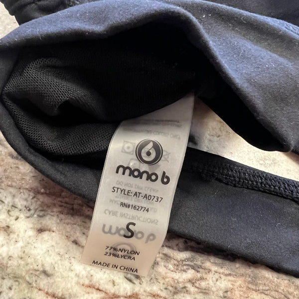Mono B Open Back Black Sports Bra Size Small