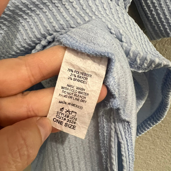 Women's Light Blue Ribbed Dolman Top One Size