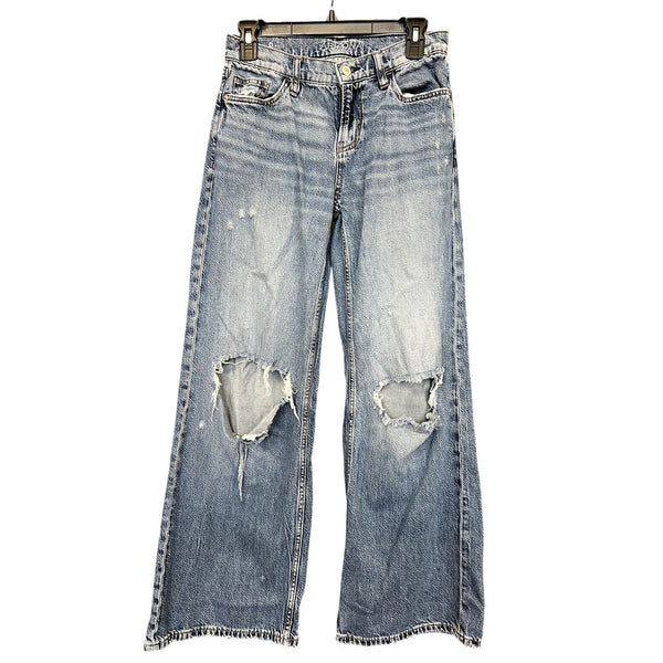 Arizona Jean Co Baggy Straight Leg Distressed Jeans Size 0