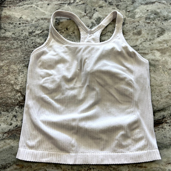 Women's White Ribbed Athletic Tank Size Medium