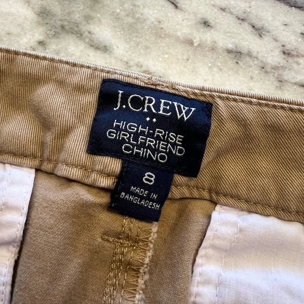 J. Crew Women's High Rise Girlfriend Chino Khaki Pants Size 8