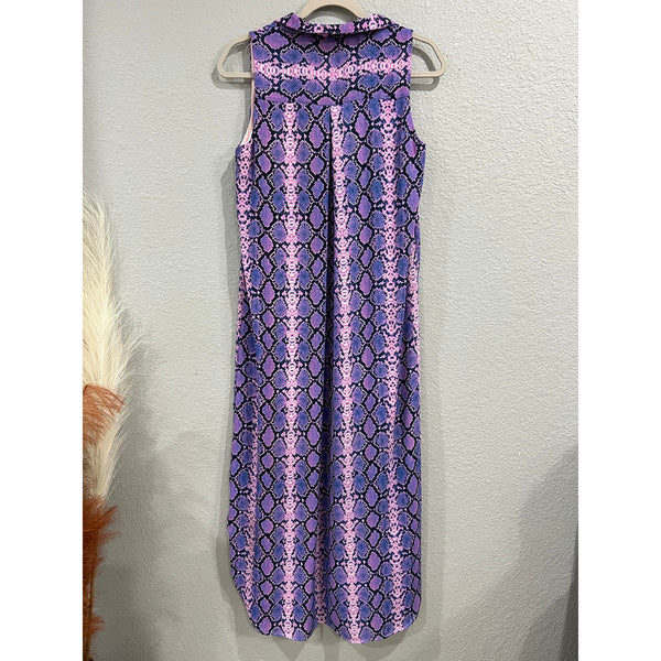 NWT Peace Love Cake Purple Snakeskin Sleeveless Maxi Dress Small