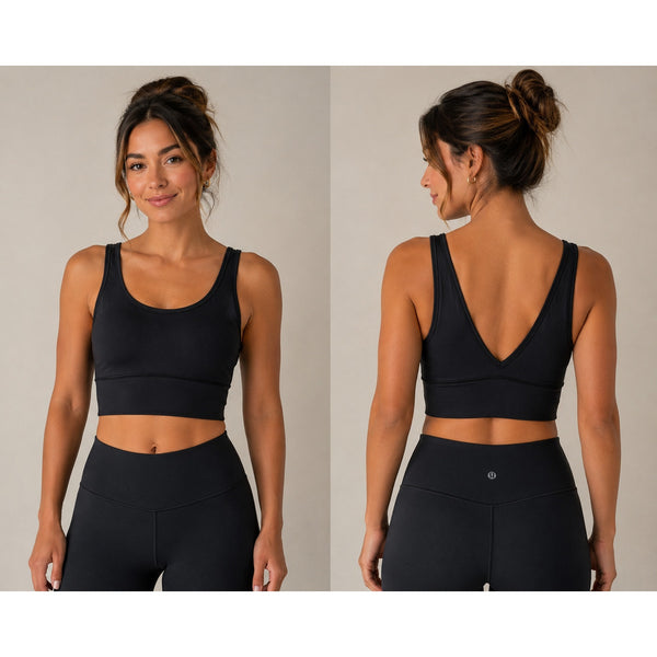 Lululemon Black Sports Bra Cropped Tank Size 8