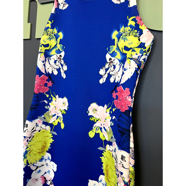 Gianni Bini Bodycon Royal Blue Floral Mini Dress Medium