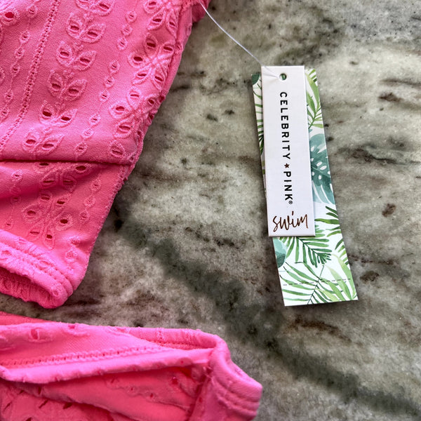 NWT Celebrity Pink Eyelet Bikini Size Med/Large