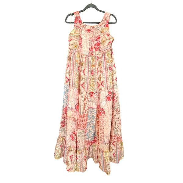 Davi & Dani Boutique Light Blush Floral Tiered Midi Dress Size Medium