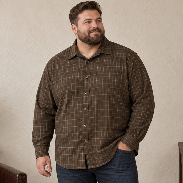 Van Heusen Brown Plaid Button Down Top XXL