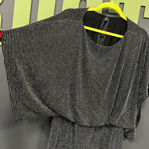 Jessica Howard Dolman Sleeve Metallic Stripe Knit Blouson Dress 10 Petite