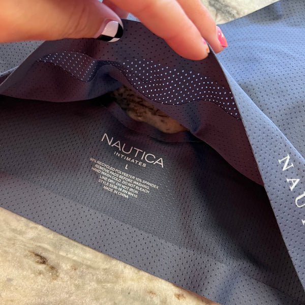 Nautica Intimates Perforated Padded Navy Blue Sports Bra – Large