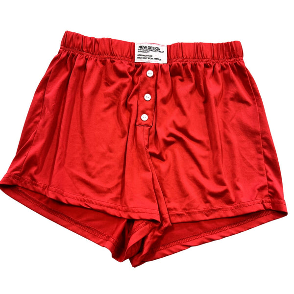 New Design Women's Red Boxer Sleep Shorts Size Medium