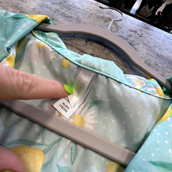 Flora Light Blue Lemon Pajama Set Size XL