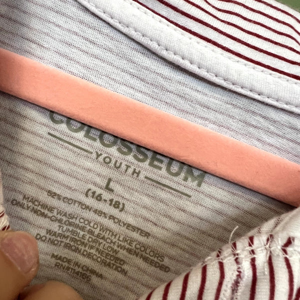 Colosseum Razorback Embroidered Striped Polo Top Size Youth Large