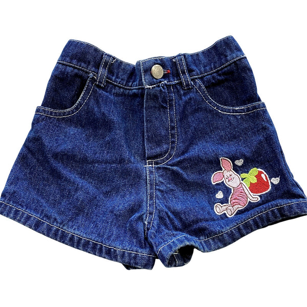 Disney Winnie the Pooh Piglet Strawberry Denim Shorts Size 12 Mo.