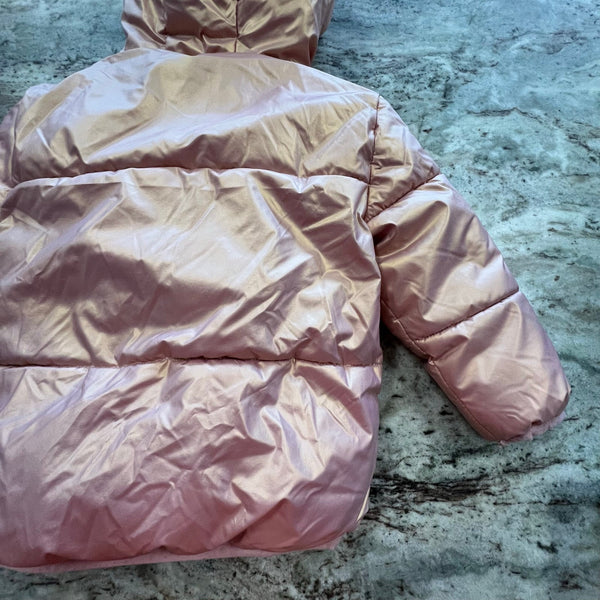 SwissTech Girls Metallic Pink Puffer Coat Size 3T
