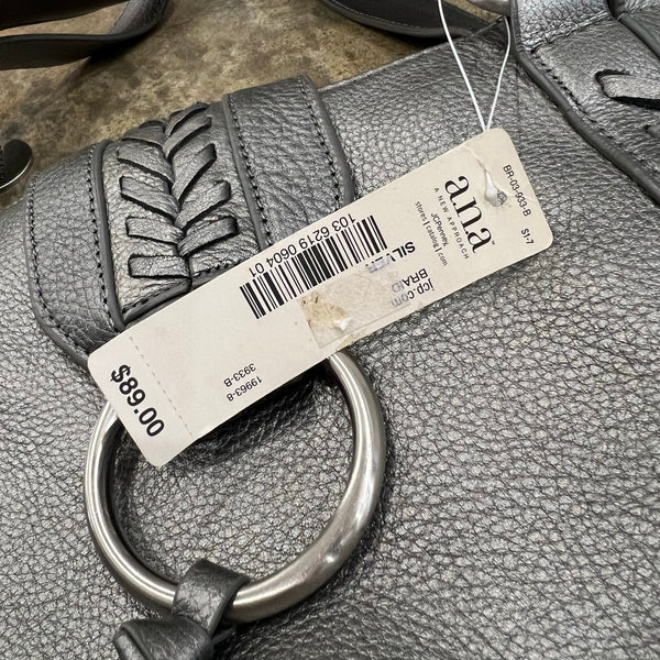 NWT ANA Silver Faux Leather Braided Shoulder Bag with Tassel