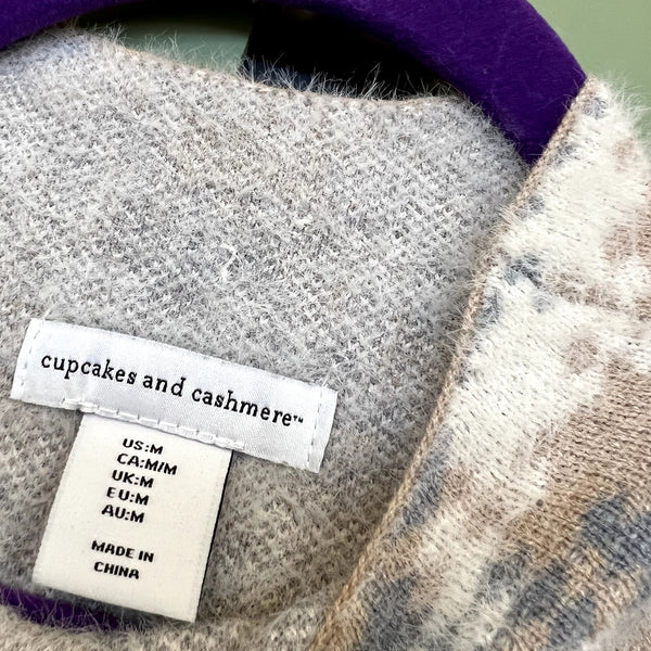 Cupcakes and Cashmere Plush Argyle Mock Neck Sweater Size Medium